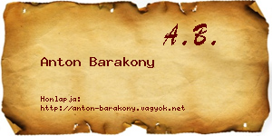 Anton Barakony névjegykártya